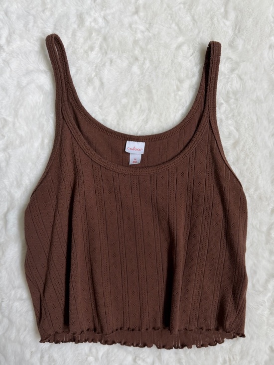 Colsie Tops - Colsie Brown Ribbed Crop Tank Top